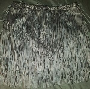 Faux Leather Fringe Skirt