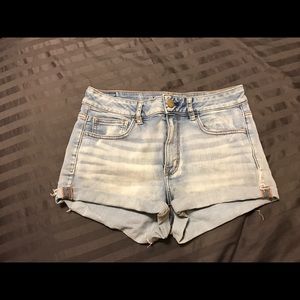 American eagle light wash high rise shorts