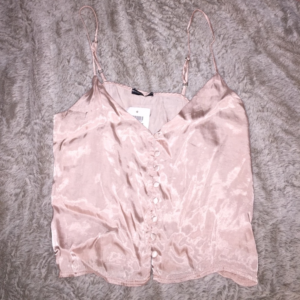 NWT! Brandy Melville silk pink crop top