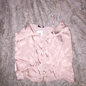 NWT! Brandy Melville silk pink crop top