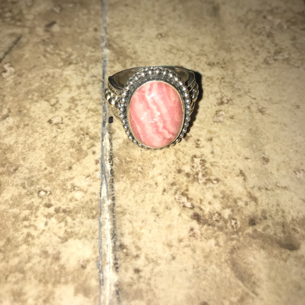 Pink stone ring set in sterling silver