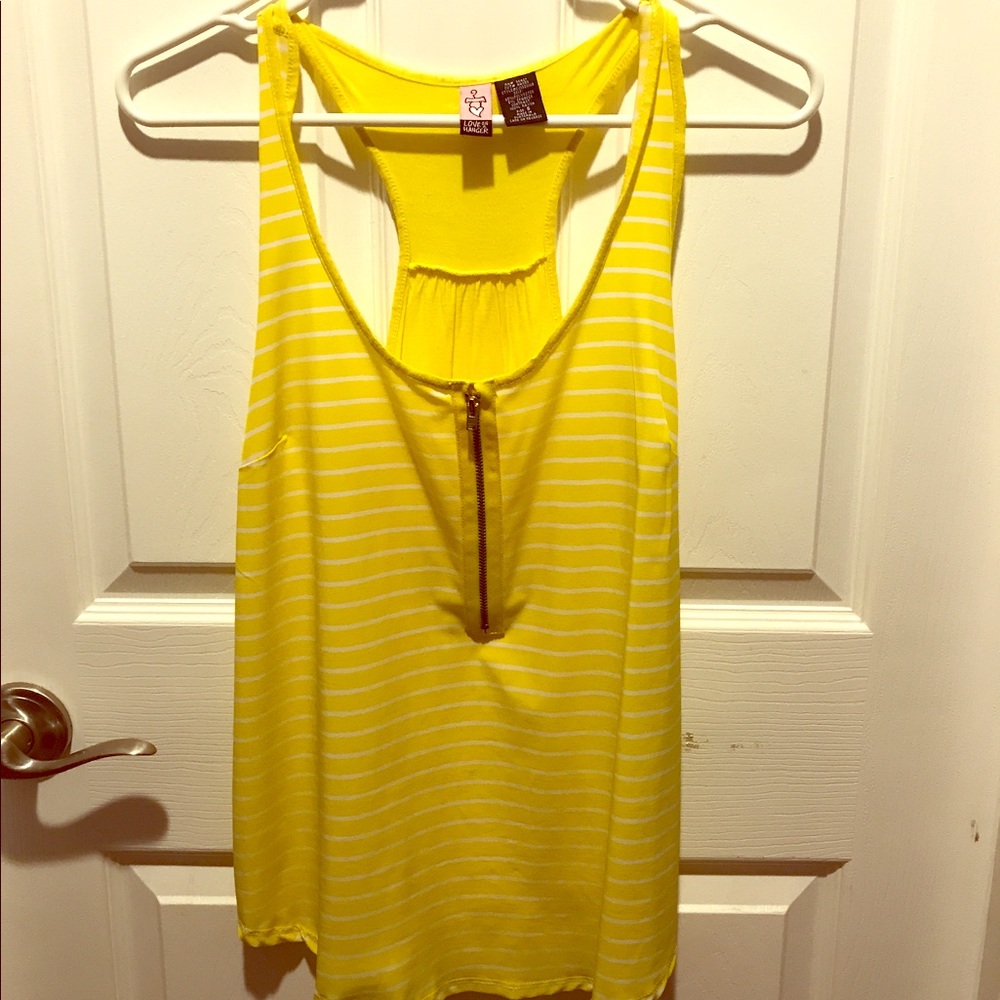 Yellow striped tank with zip detail