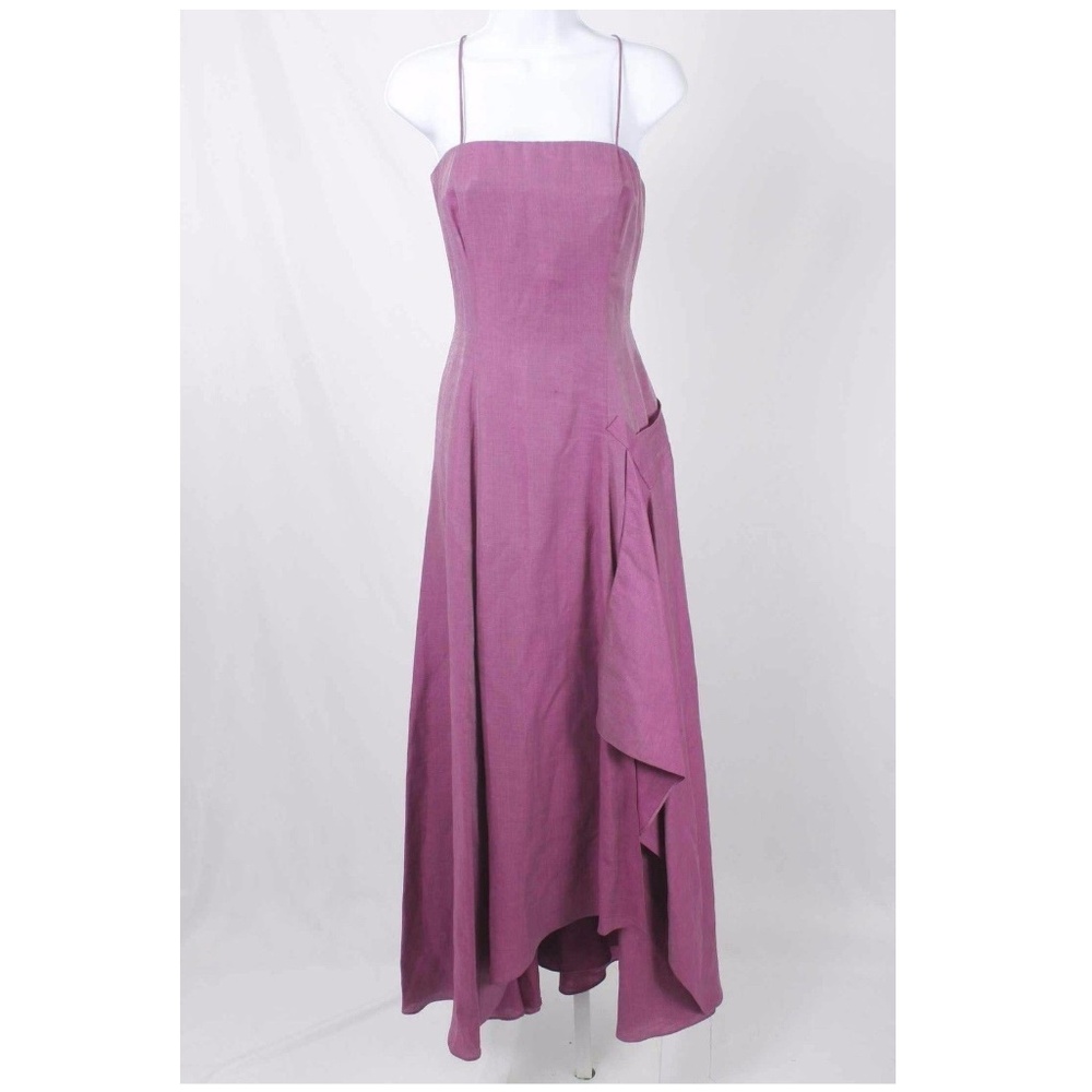 Giorgio Armani Sz 4 Purple Sheen Linen Long Dress