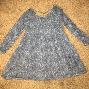 L.A. Hearts blue paisley long sleeve dress