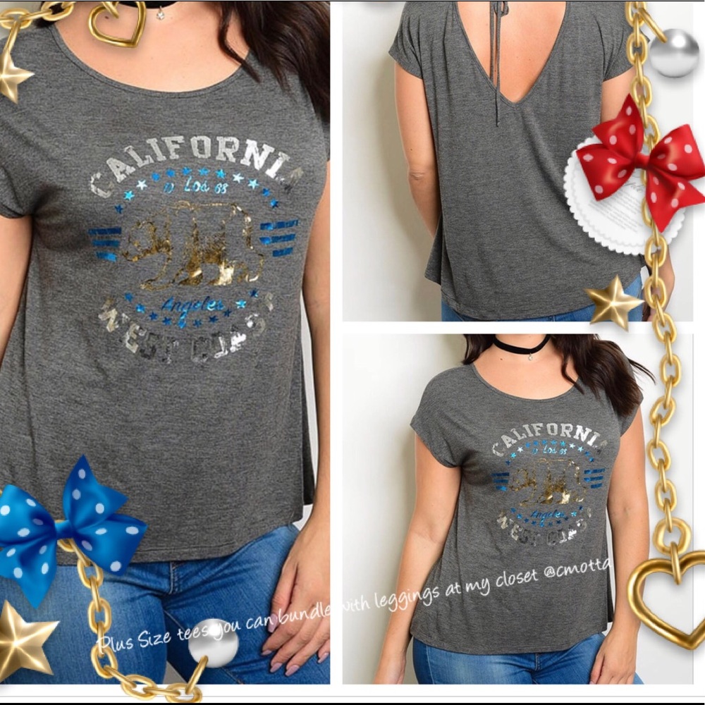 New 🔥California🌸 GRAY/SILVER/BLUE PLUS SIZE TOP