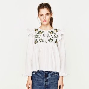 ZARA embroidered peplum top