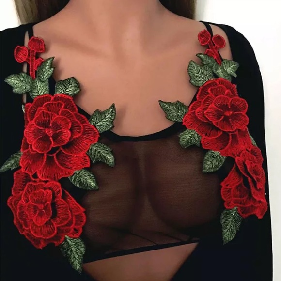 LAST ONE! M Rose Floral Embroidery Sheer Bralette - Picture 6 of 6