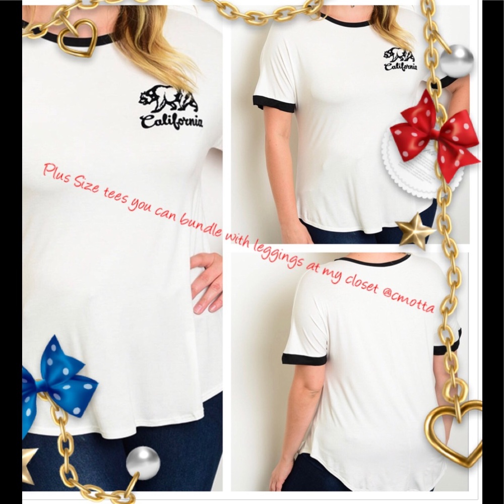 🔥California w/Bear logo IVORY BLACK PLUS SIZE TOP