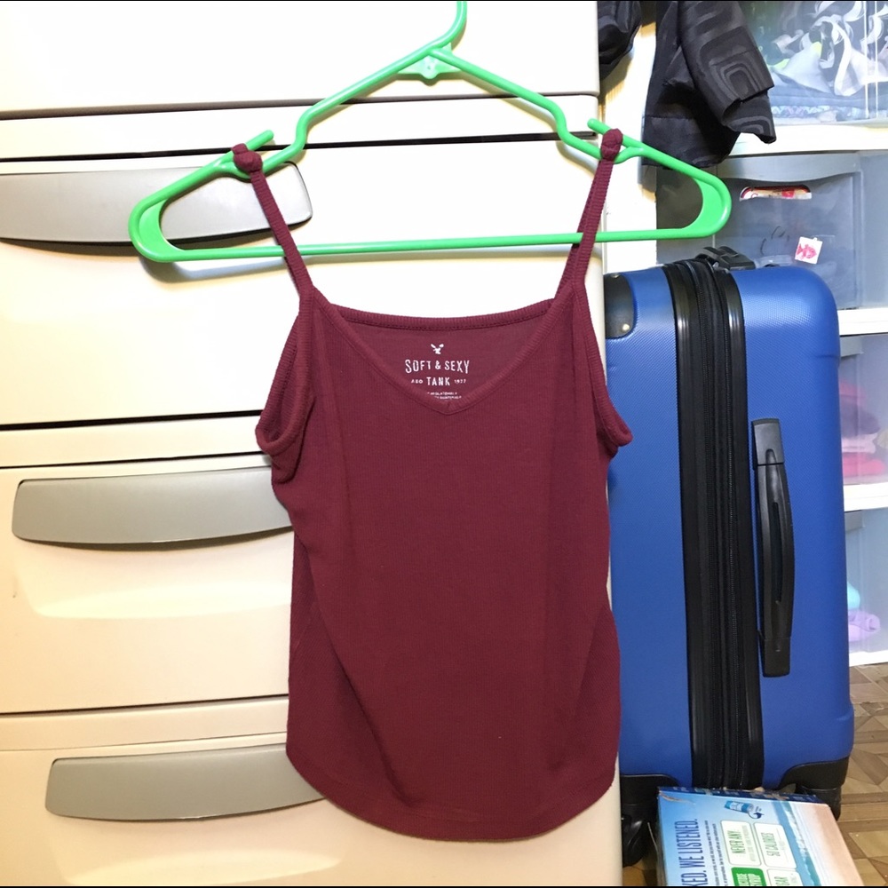 Maroon ribbed cropped cami