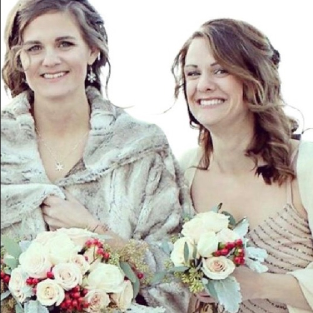 Adrianna Papell short sequin bridesmaids dress
