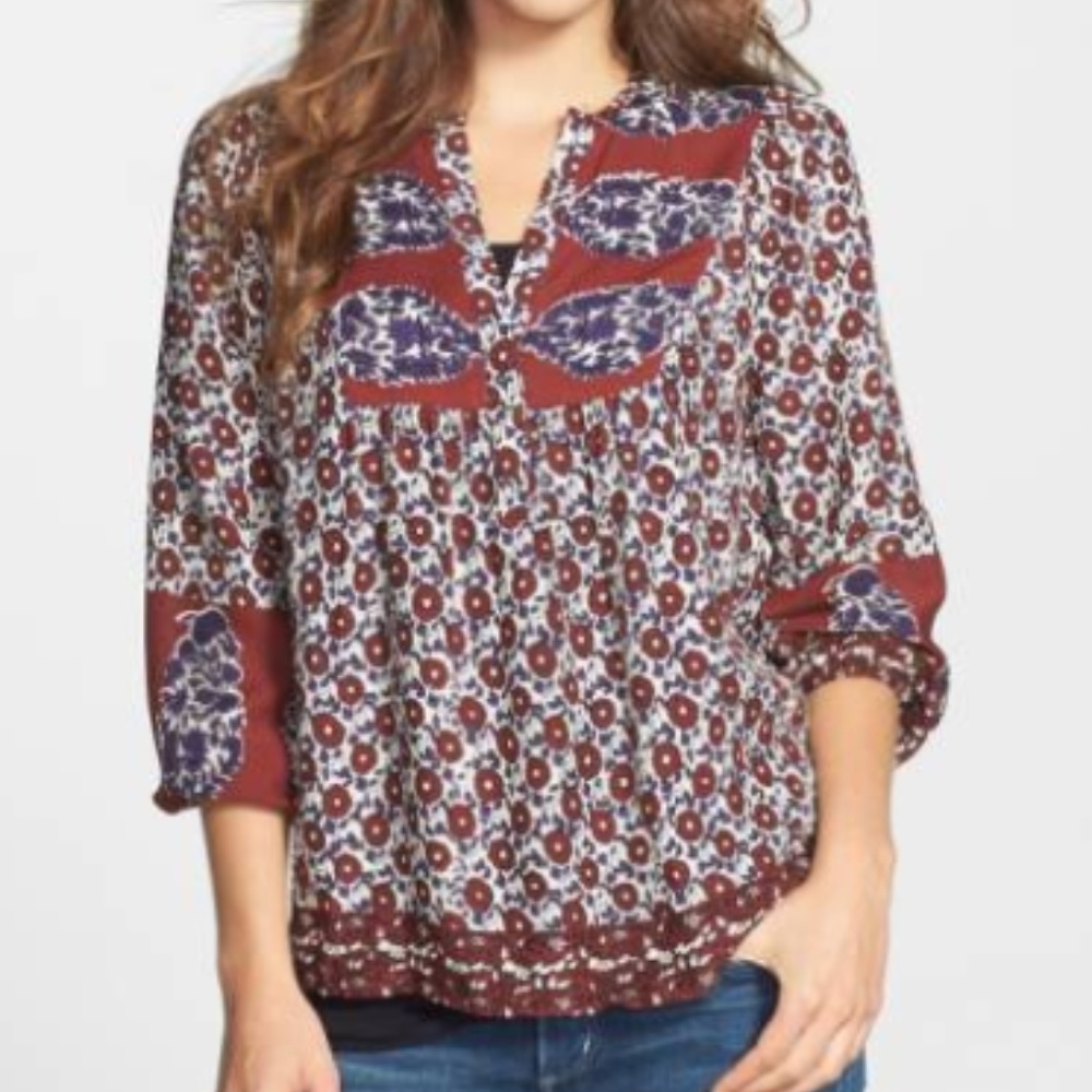 Lucky Brand Floral Peasant Top