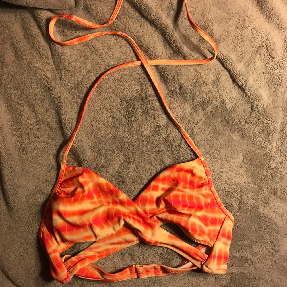 Orange & Yellow Criss-Cross Wrap Around Bikini Top