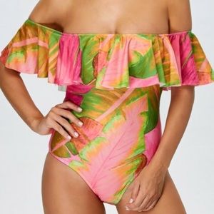 Tropical Palm Pink bathing suit