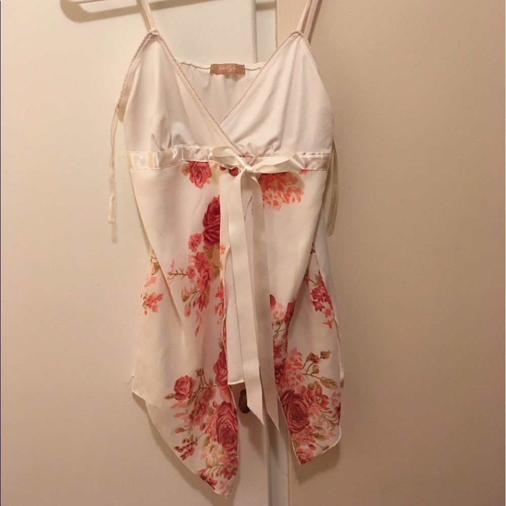 Pretty babydoll tank cami shirt floral rose