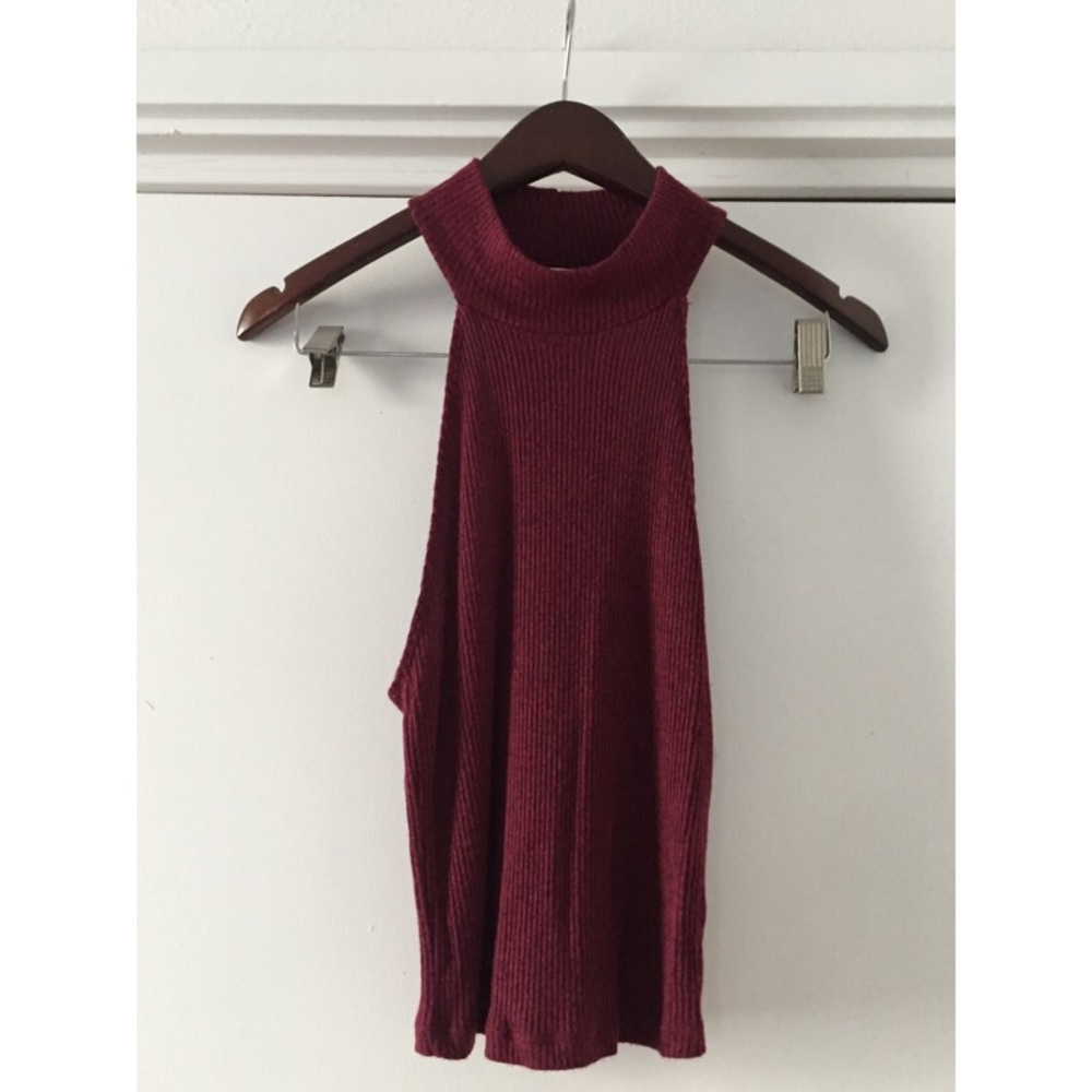 Burgundy Turtleneck Crop Top