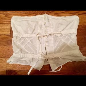 Guess white tube strapless cowgirl crop top
