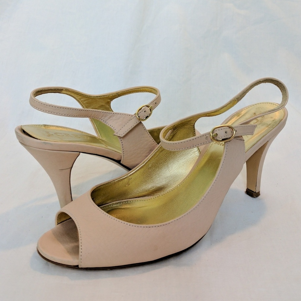 J. CREW nude pink leather heels made in Italy