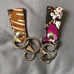 Vera Bradley Keychains-Painted Feathers & Rosewood