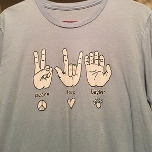 (Holding) Peace Love Baylor custom made Tee