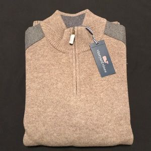 Vineyard Vines Felt Shoulder Quarter Zip NWT