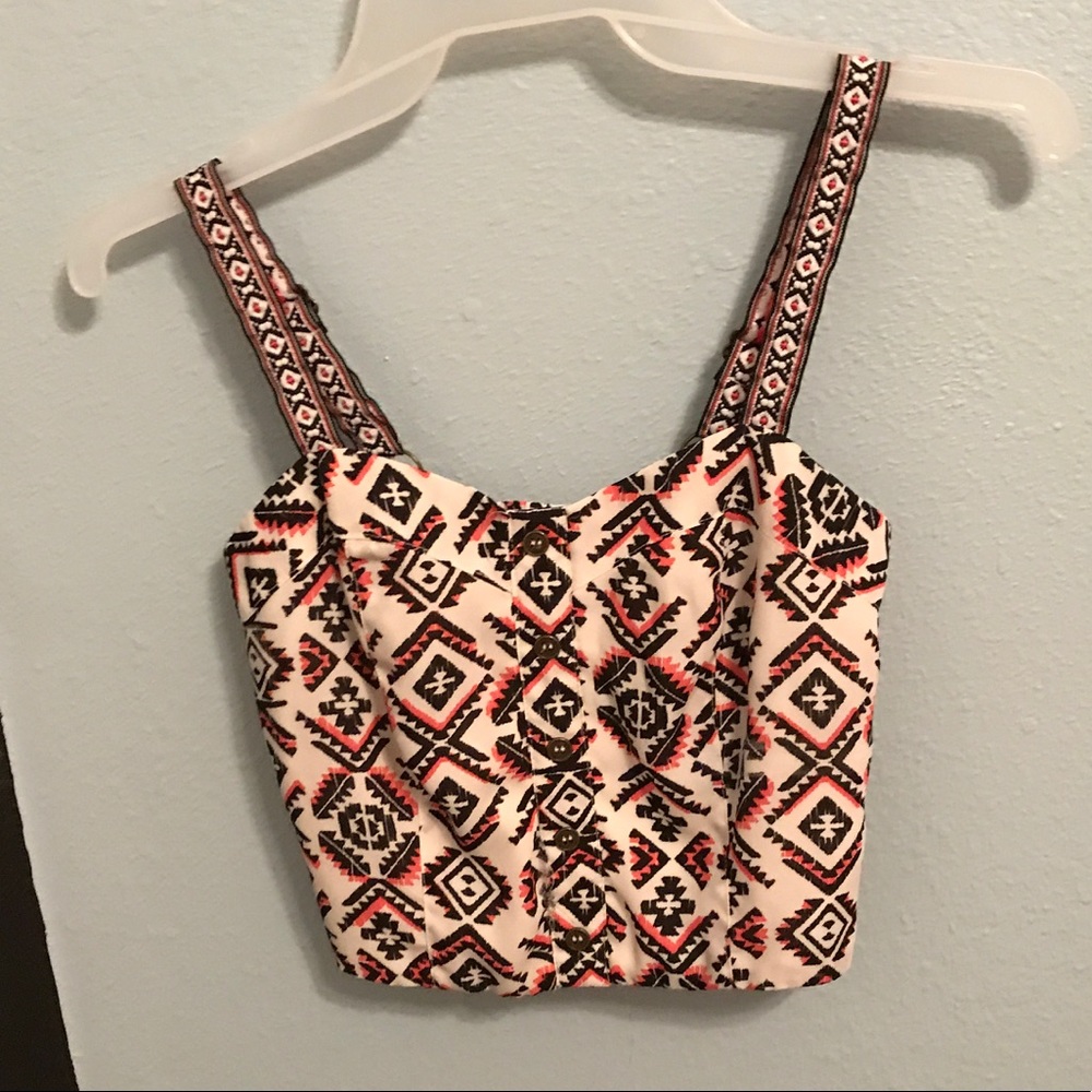 Pink tribal print crop top