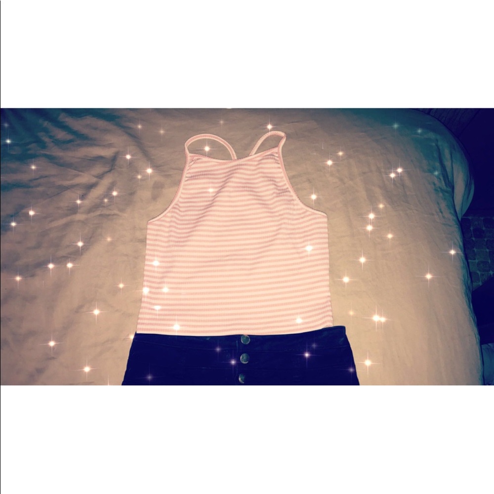 Only the pink crop top.