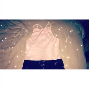 Only the pink crop top.