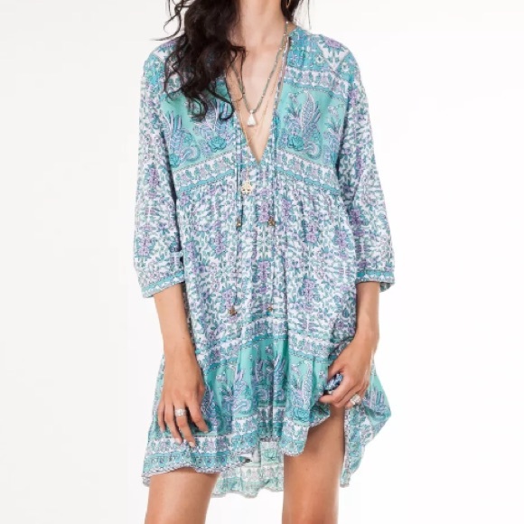 Flores Mini DRESS Lily Tunic Lilac Blue NEW - Picture 4 of 5