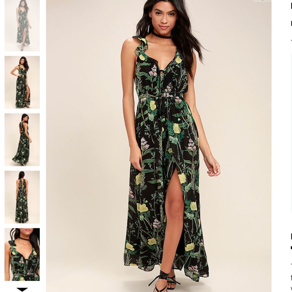 Leaf Your Mark Black Floral Print Maxi Dress