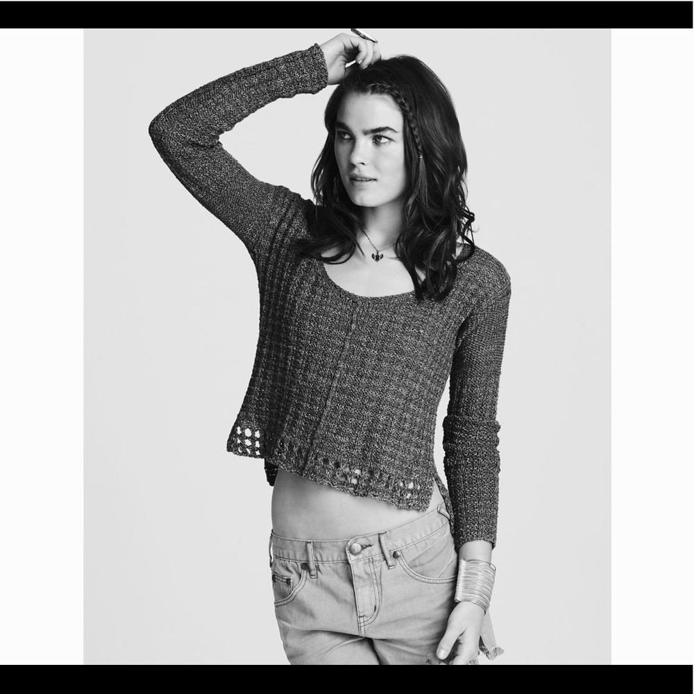 🆕 Free People High Low Cropped Marled Sweater