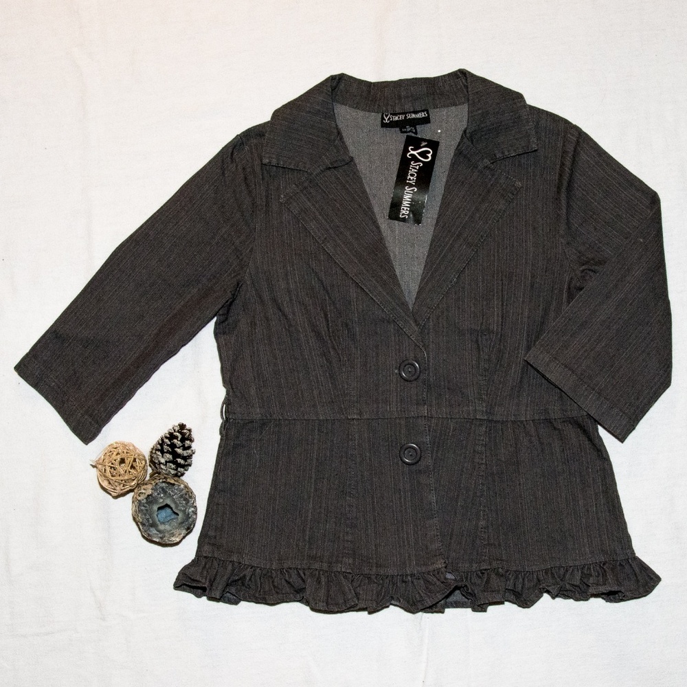 FINAL MARKDOWN: 🆕 Grey Denim Blazer w/Ruffled Hem