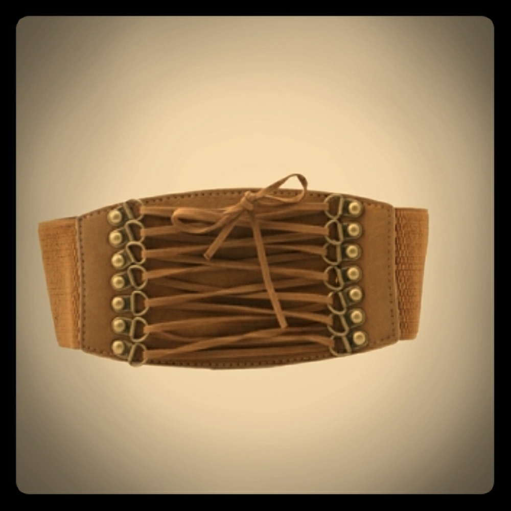 ⚡SALE⚡STRETCH Brown Vegan Suede Corset Belt