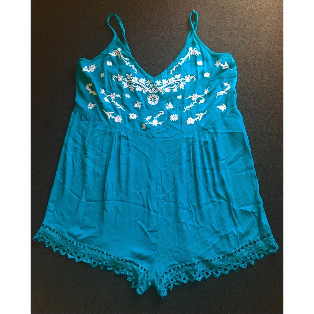 Forever 21 Plus tank romper 3X crotchet detail