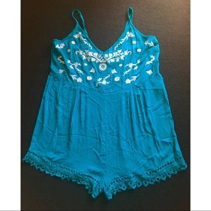 Forever 21 Plus tank romper 3X crotchet detail