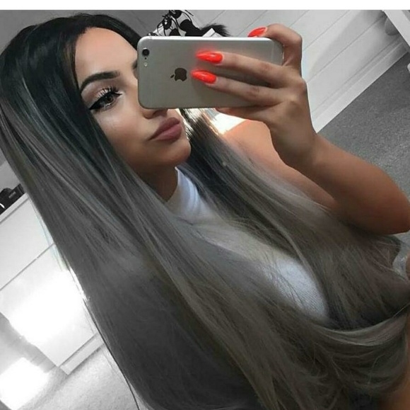 Ombre Black Gray Beauty LaceFront Wig