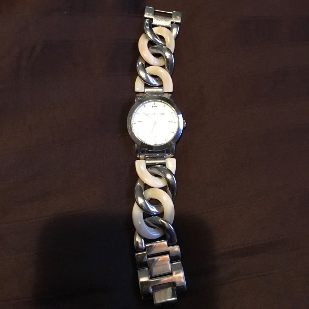 Michael Kors beige & silver watch