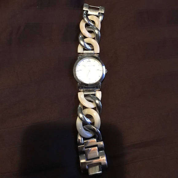 Michael Kors beige & silver watch