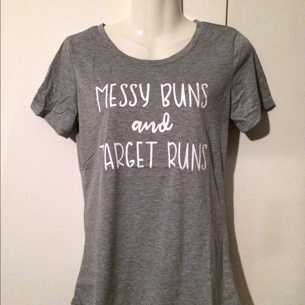 Gray Messy Buns Target Runs Graphic Tee T Shirt - Picture 2 of 7
