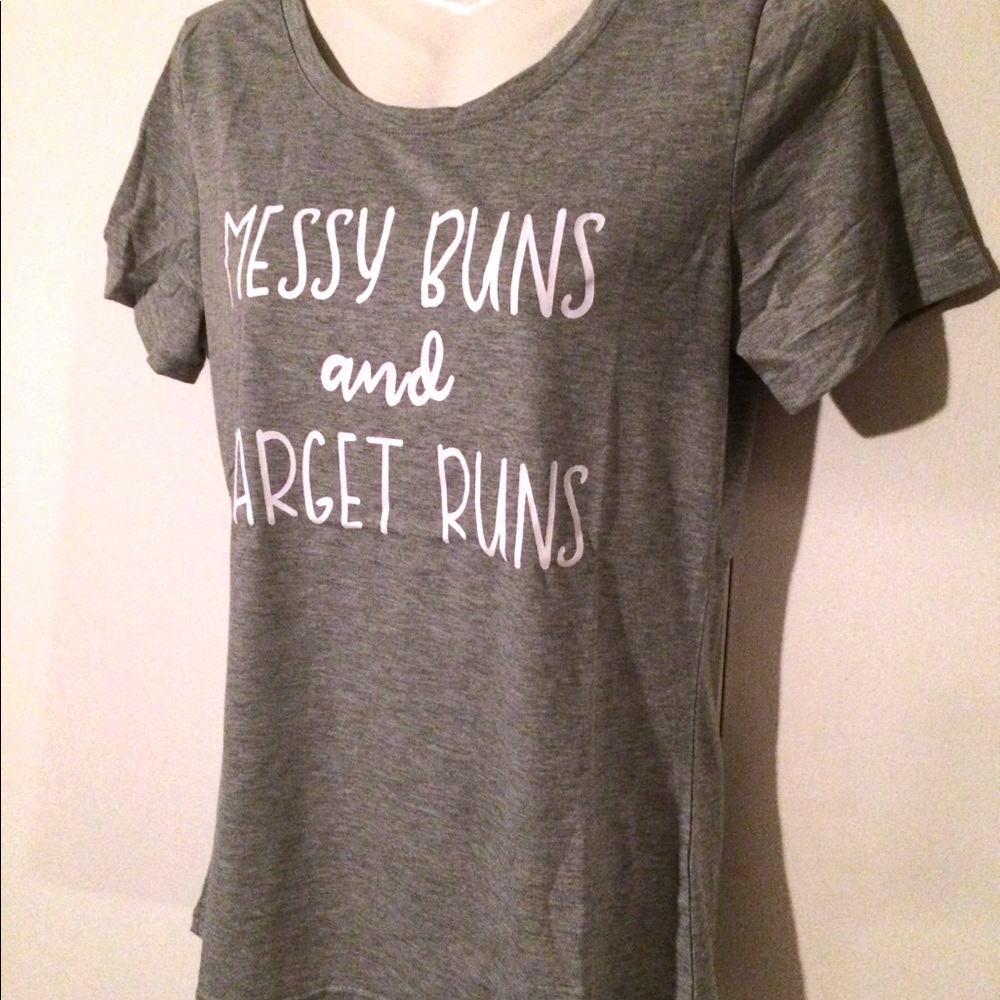 Gray Messy Buns Target Runs Graphic Tee T Shirt - Picture 3 of 7