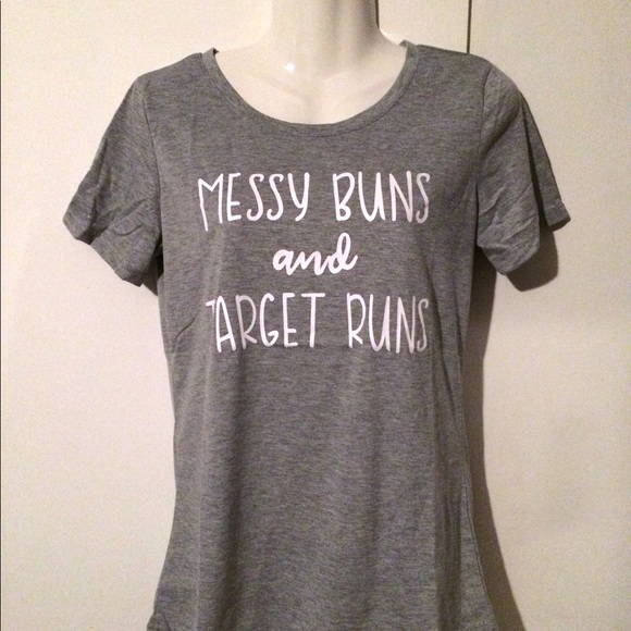 Gray Messy Buns Target Runs Graphic Tee T Shirt - Picture 2 of 7