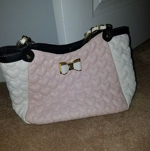 Betsy Johnson purse white and pink
