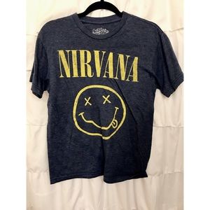 (SOLD ON MERC) Heather Blue Nirvana Graphic Tee