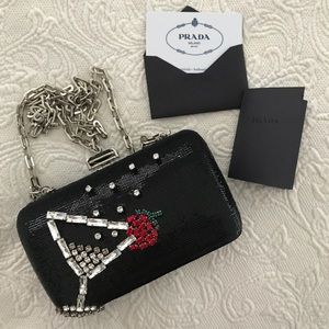 Prada evening clutch bag with strap
