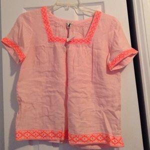 **SOLD** NWT J. Crew embroidered peasant linen top