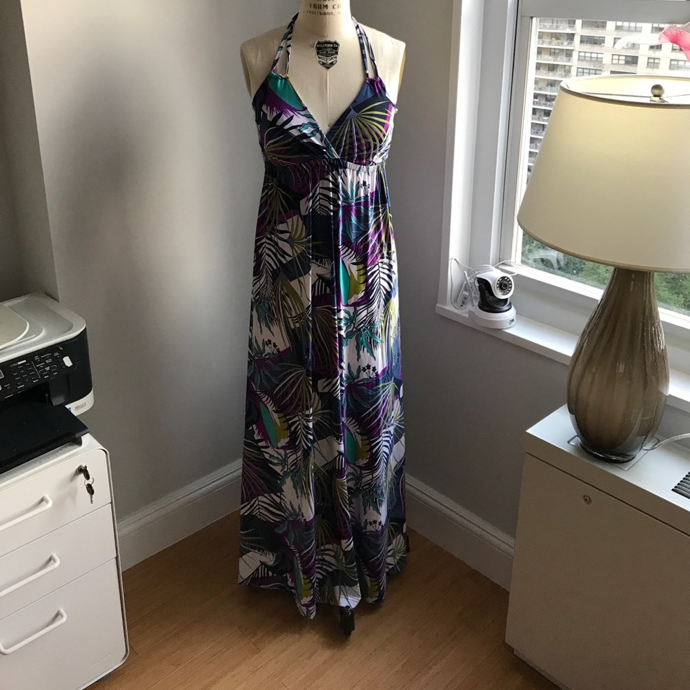 Tropical print maxi dress