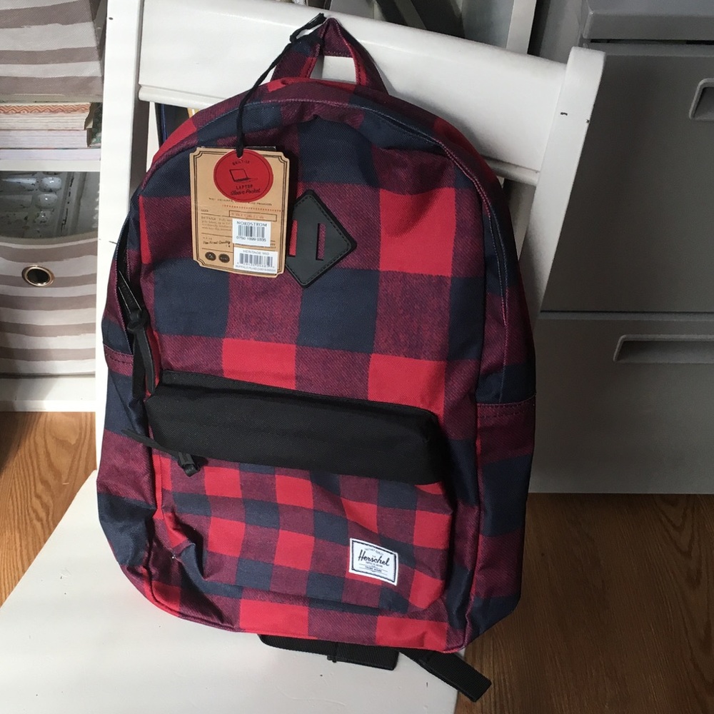 BNWT buffalo plaid Herschel book bag