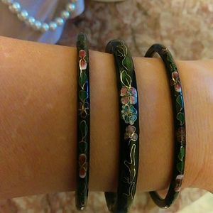 Unique vintage fine set of porcelain​ bracelets
