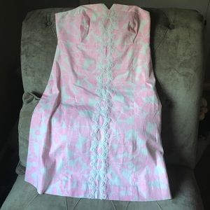 Lilly pink and white strapless dress with lace