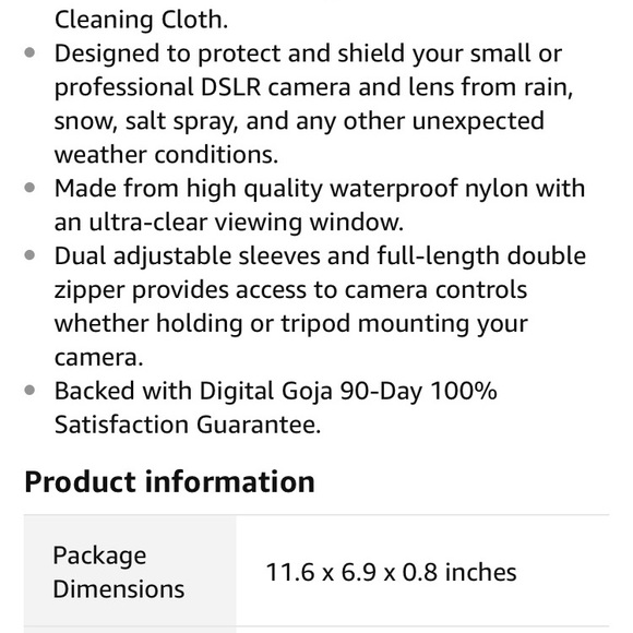 Professional Rain Cover for Large Canon Nikon DSLR - Picture 2 of 5