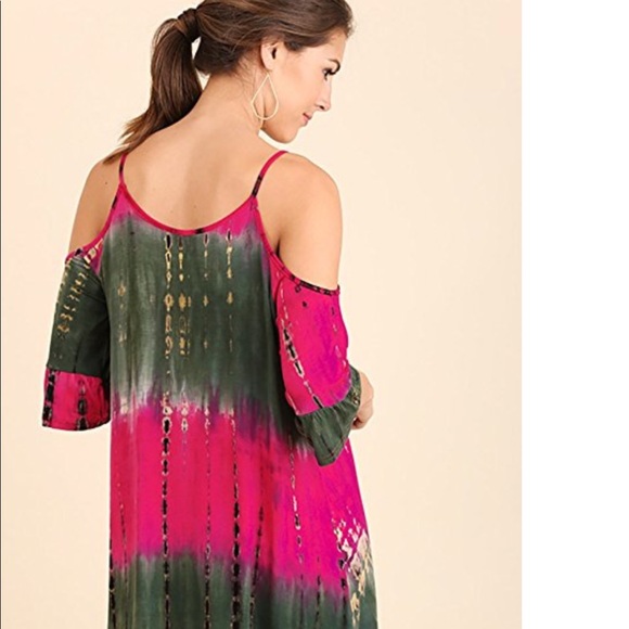 Cold shoulder tie dye dress or swim cover up - Picture 3 of 5